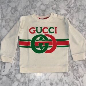 Gucci Cream Sweatshirt with Red & Green Logo 24M